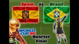 World Cup 98 Brazil vs Spain  Quarter Final  PS1 [upl. by Oiromed561]