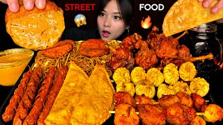 NEPALI STREET FOOD  CHICKEN LOLIPOP🍗BUFF CHOWMINE FRY MOMO AALO STICK SYAFALE SAUSAGE amp COKE [upl. by Llemij]