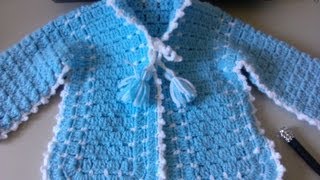 Crochet Baby Sweater with Unique Stitch  Video one  Yolanda Soto Lopez [upl. by Astrea]