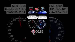 Audi RS3 8V 367 HP vs BMW M3 E92 420 HP acceleration [upl. by Kcirtapnhoj849]