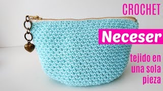 Neceser de crochet tejido en una sola pieza y cremallera incorporada [upl. by Eidassac]