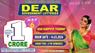 DEAR GOVERNMENT LOTTERIES LIVE DRAW SANDPIPER THURSDAY WEEKLY LIVE DRAW DEAR 8 PM DRAW DATE 140324 [upl. by Anhpad]