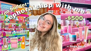 NO BUDGET SEPHORA SHOP WITH ME  new viral skincare and makeup must haves  sephora haul [upl. by Decrem111]