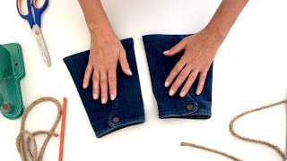 Easy tutorial You can make these small denim bags in 5 min from old jeans [upl. by Nace]