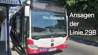 Ansagen der Linie 29B  Floridsdorf – Großfeldsiedlung über Leopoldau [upl. by Aham]