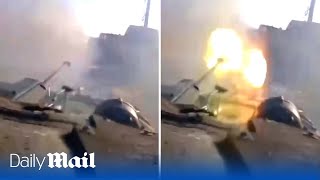 Ukrainian BMP2 tank firing at Wagner mercenaries during battle in Bakhmut [upl. by Tikna740]