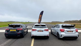 DRAG RACE AMG A45S Vs Audi RS3 Vs A45 AMG [upl. by Rebecka]