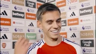 Leandro Trossard Post Match Interview Arsenal vs Leicester city 42 [upl. by Yehudi]