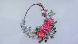 Silk Ribbon embroidery  Вышивка лентами Bordado con cintas [upl. by Akcirret]