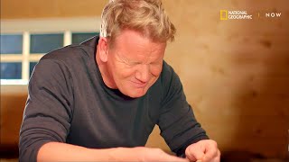 Se Gordon Ramsay teste rakfisk på Røros [upl. by Orgel72]