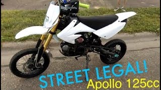 Street Legal Pit Bike Conversion  Apollo 125cc Supermoto DB007 [upl. by Oicnaneb]