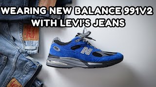 Wearing New Balance 991v2 With Levis Jeans [upl. by Yaker]