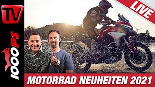 20 neue Motorräder 1000PS Live  Motorrad Neuheiten 2021 Motorradtalkshow [upl. by Annaeoj]