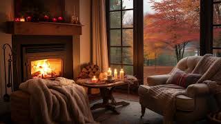 Experience Ultimate Fall Vibes  Relax by the Crackling Fire with Views of Falling Leaves [upl. by Kenlay]