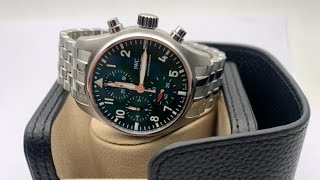 名表TV IWC Pilot 計時 罕有綠色面 41MM IW388104透底自家機芯2024全套 [upl. by Anor66]