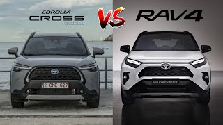 2024 Toyota RAV4 vs 2024 Toyota Corolla Cross Visual Comparison  SUV Battles  MotorNation [upl. by Yetak]