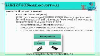 13 MEMORY AND TYPES OF MEMORY IN COMPUTER CCC [upl. by Munn]