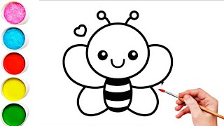 Beautiful Honey Bee Drawing Painting amp Coloring For Kids and Toddlers Kids Art [upl. by Gnof]