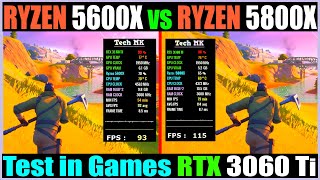 Ryzen 5600X vs Ryzen 5800X  RTX 3060 Ti 8GB  Test in 13 Games at 1080p  Tech MK [upl. by Dickerson]