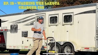 Ep 19  Washing the Lakota Charger C39 Horse Trailer horse trailer washing asmr [upl. by Castara82]