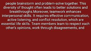 essay on the importance of teamwork 200 word in English [upl. by Wolliw668]