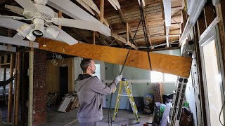 Removing the LVL Beam from the Ceiling  1930s Farmhouse Renovation Ep 49 [upl. by Elana]