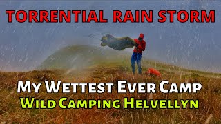 TORRENTIAL HEAVY RAIN WILD CAMPING in a STORM Helvellyn Lake District UK Abisko Lite 1 Tent Test [upl. by Fortier]