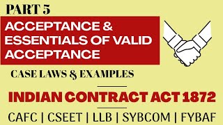 Acceptance  Essentials of Valid Acceptance  Indian Contract Act  With Examples and Caselaws [upl. by Schwerin]