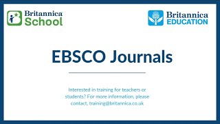 Accessing EBSCO Journals through Britannica School [upl. by Yffat]