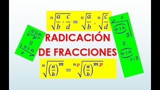 RADICACION DE FRACCIONES  6 PROPIEDADES TEORÍA Y EJEMPLOS [upl. by Beckett]