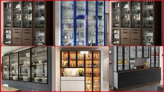 crockery cabinet interior designs l luxury style crockery unit designs l kitchen crockery décor [upl. by Eintrok]