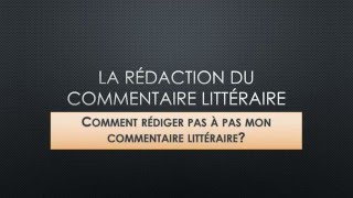 REDIGER UN COMMENTAIRE LITTERAIRE [upl. by Natsrik]