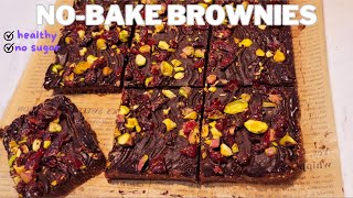 Healthy NoBake Brownies Energy Bars Vegan Flourless No AddedSugar Easy ASMR Relaxing Recipe [upl. by Dody]