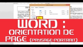 WORD 2013  ORIENTATION DE PAGE PORTRAIT  PAYSAGE [upl. by Itra]