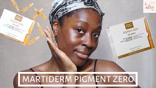 MARTIDERM PIGMENT ZERO DSP BRIGHT AMPOULE  BRIGHTEN DARK SPOTS amp HYPERPIGMENTATION  byalicexo [upl. by Ahtnahc]