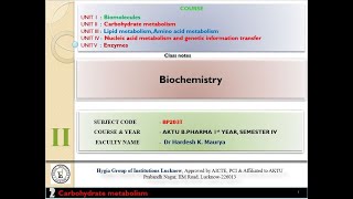 Biochemistry carbohydrate metabolism unit II AKTU [upl. by Prager]