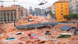 Mass Evacuation in Spain City washed away after severe flooding in Valencia bridge collapsed [upl. by Donadee]