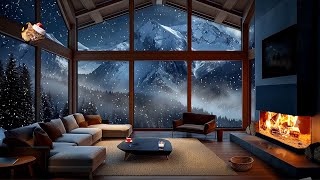 Winter Ambience Cozy Mountain Cabin with Roaring Fireplace 🔥❄️ [upl. by Tolmach]