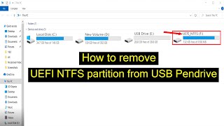 How to Remove UEFI NTFS Partition from USB Pendrive  delete uefi ntfs partition from usb drive [upl. by Atilrak846]