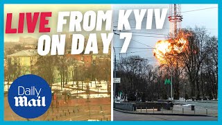 LIVE Kyiv skyline as Russias fullscale invasion of Ukraine continues [upl. by Evvie473]