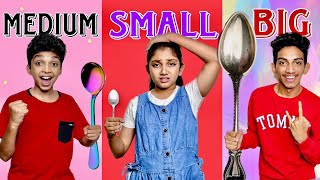 BIG VS MEDIUM VS SMALL SPOON CHALLENGE 😂Gone wrong 😇പണി പാളി [upl. by Yffub]