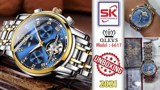 Olevs 6607G Automatic Chronograph Watch  Mechanical Watch Unboxing Review 2021  Luxury Watch [upl. by Ormand]