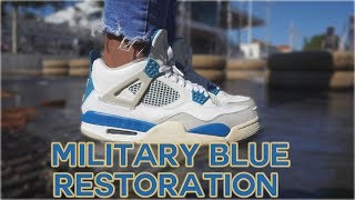 NIKE AIR JORDAN 4 MILITARY BLUE 2012 RESTORATION [upl. by Guildroy]