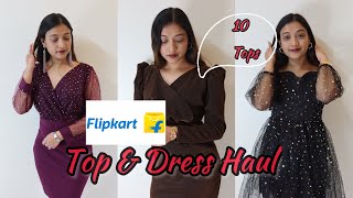 Flipkart 10 Tops Haul  Tops and Dresses Under Rs500 Haul  Valentine’s Tops  Try on Haul [upl. by Lisle854]