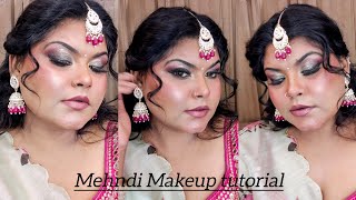 Mehndi Makeup Tutorial Self Makeup ✅ makeup makeuptutorial [upl. by Aronaele690]