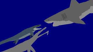 megalodon vs Mosasaurus and Pliosaurus funkei big size [upl. by Alphard113]