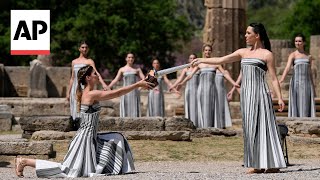 Rehearsal of 2024 Paris Olympics lighting ceremony at Ancient Olympia [upl. by Tallbott725]