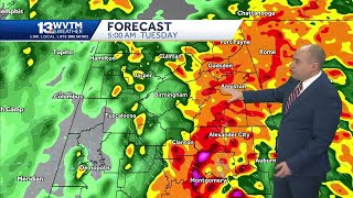 Intense wind gusts heavy rain across Alabama overnight and more stormy weather ahead in the for [upl. by Ul]