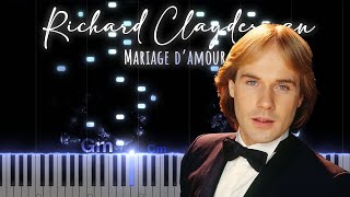 Richard Clayderman  Mariage damour  Piano Tutorial with Chord [upl. by Edveh]