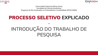 Processo Seletivo Explicado 05 Introdução do Trabalho de Pesquisa [upl. by Ahsenre]